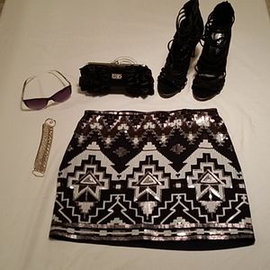 Express Black and Gray Sequin Mini Size Small